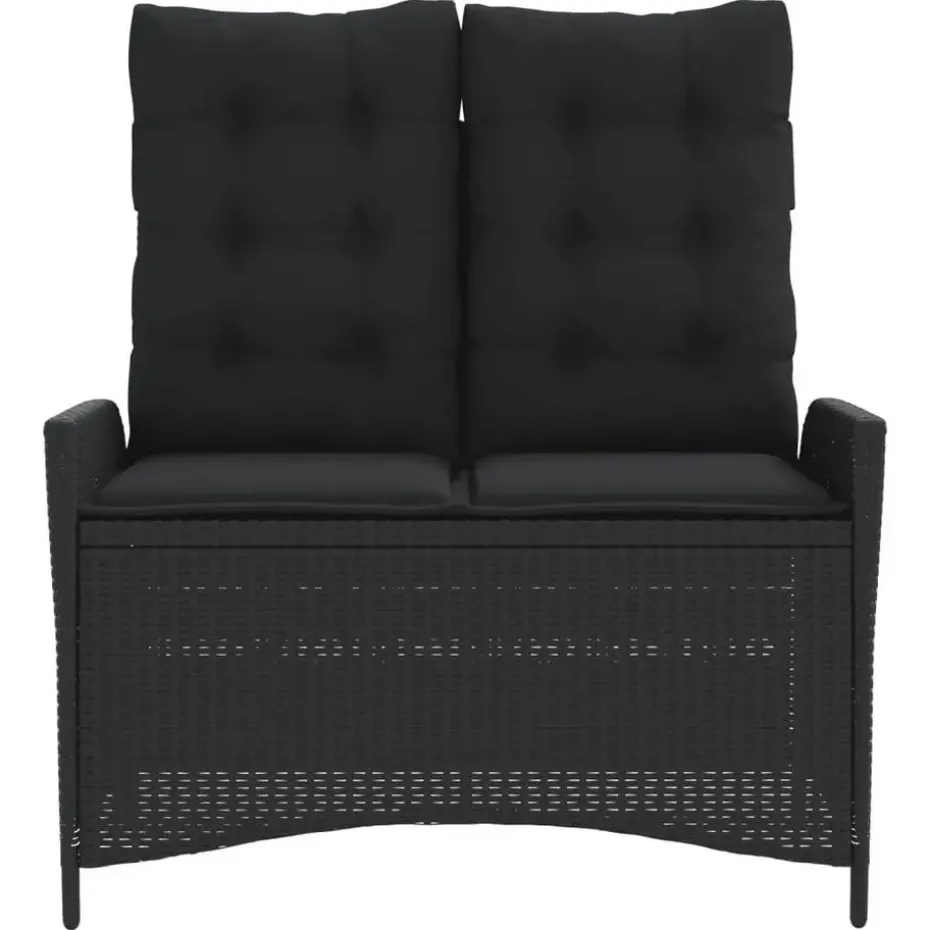 vidaXL - Verstelbare loungebank met kussens - Zwart - Poly rattan - 104x59x93 cm