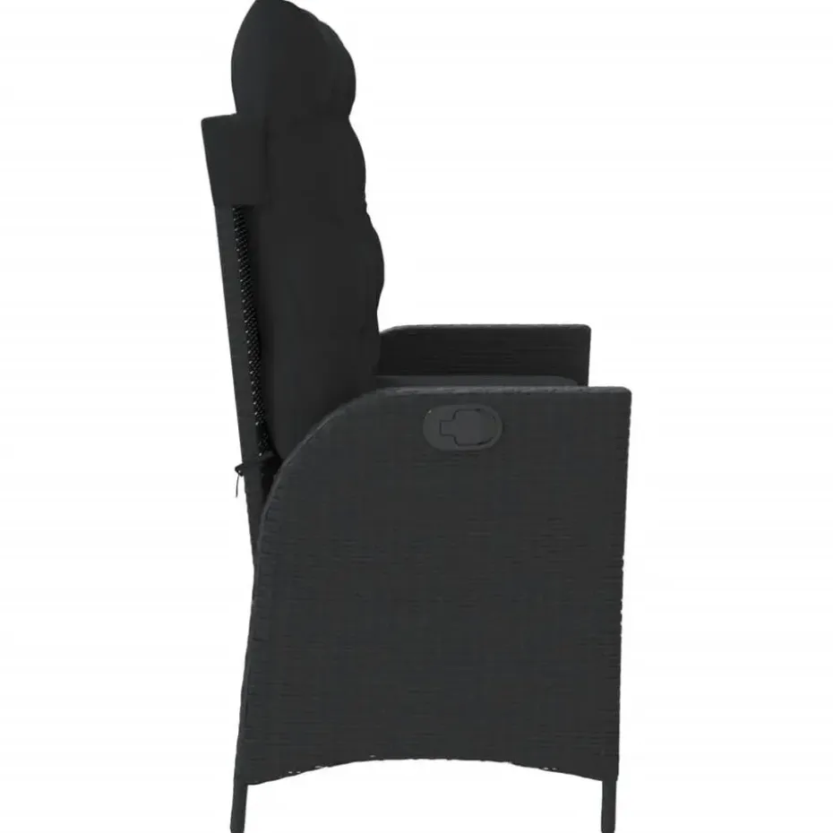 vidaXL - Verstelbare loungebank met kussens - Zwart - Poly rattan - 104x59x93 cm
