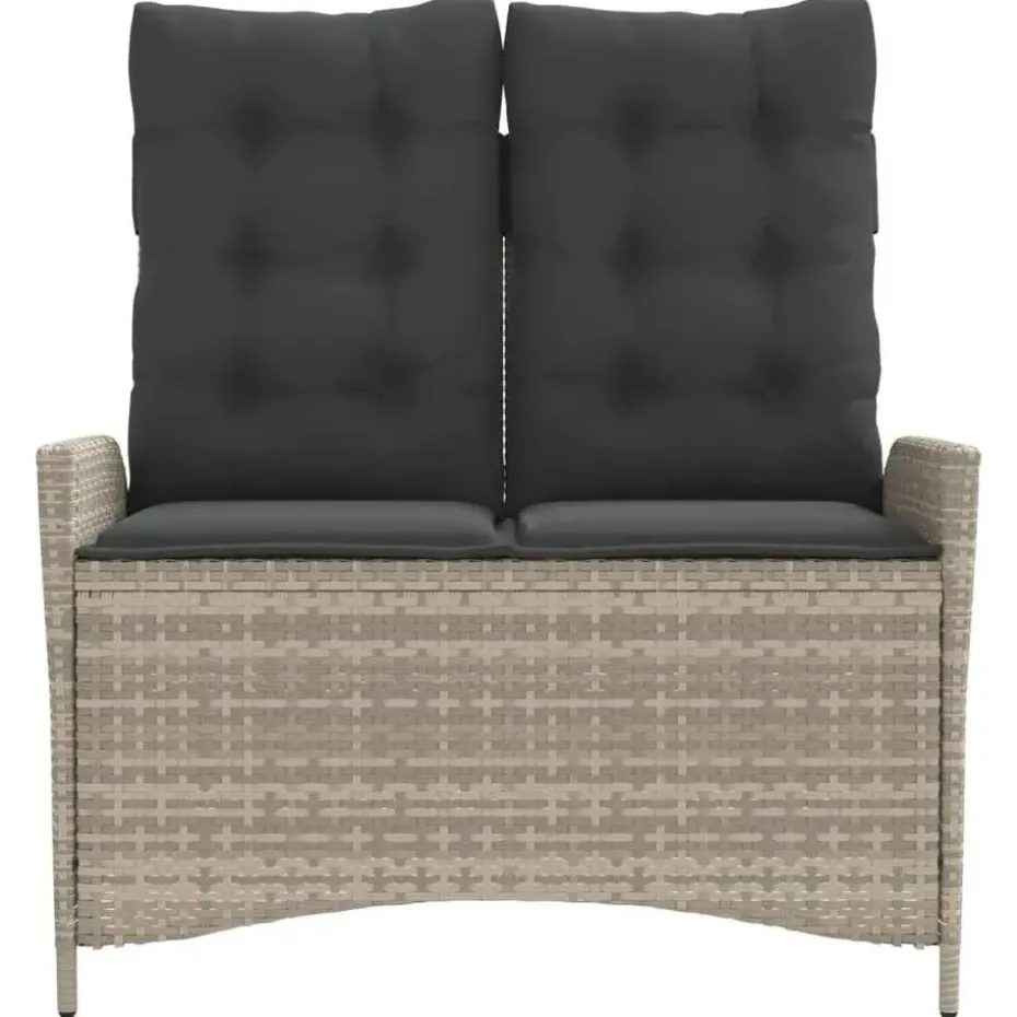 vidaXL - Verstelbare loungebank met kussens - Lichtgrijs rattan - 104x59x93 cm