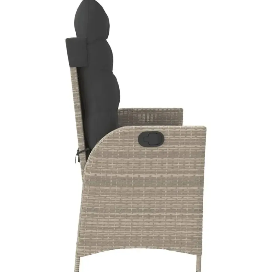 vidaXL - Verstelbare loungebank met kussens - Lichtgrijs rattan - 104x59x93 cm