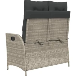 vidaXL - Verstelbare loungebank met kussens - Lichtgrijs rattan - 104x59x93 cm