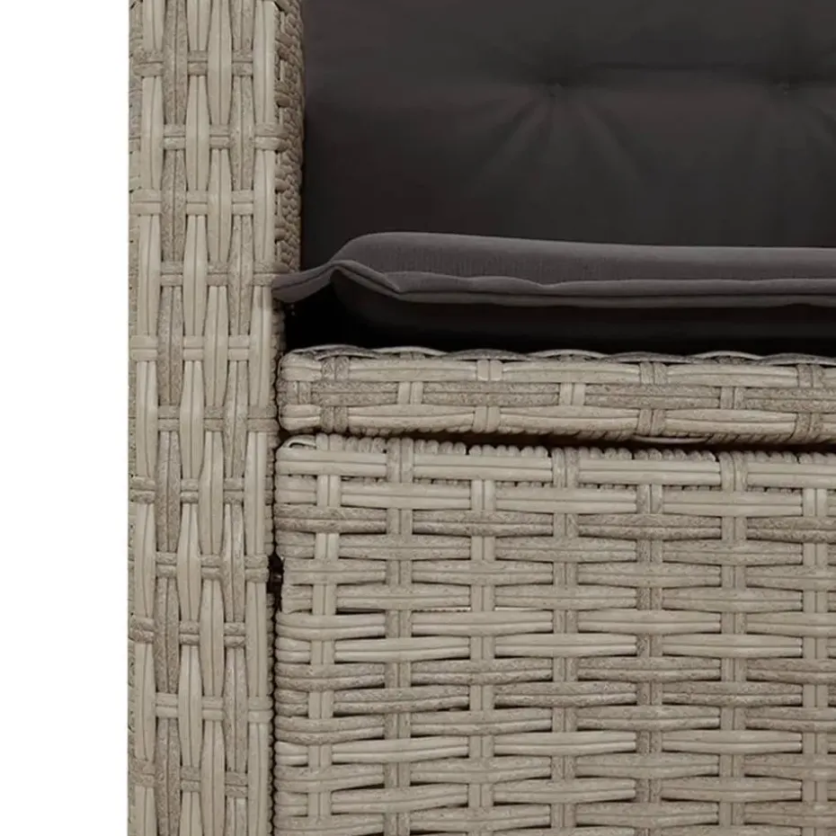 vidaXL - Verstelbare loungebank met kussens - Lichtgrijs rattan - 105x66x93 cm