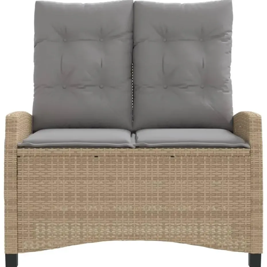 vidaXL - Verstelbare loungebank met grijs kussens - Beige rattan - 105x66x93 cm