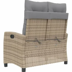 vidaXL - Verstelbare loungebank met grijs kussens - Beige rattan - 105x66x93 cm