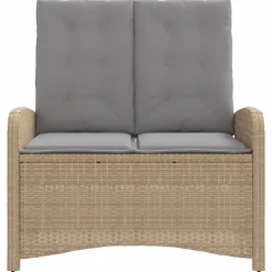 vidaXL - Verstelbare loungebank met grijs kussens - Beige rattan - 105x59x93 cm