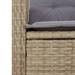 vidaXL - Verstelbare loungebank met grijs kussens - Beige rattan - 105x59x93 cm