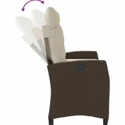 vidaXL - Verstelbare loungebank met crème kussens - Bruin rattan - 105x66x93 cm