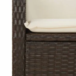 vidaXL - Verstelbare loungebank met crème kussens - Bruin rattan - 105x66x93 cm
