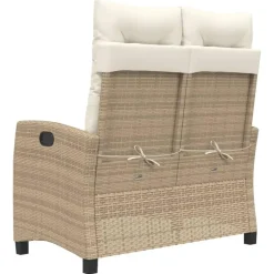 vidaXL - Verstelbare loungebank met crème kussens - Beige rattan - 105x66x93 cm