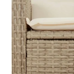 vidaXL - Verstelbare loungebank met crème kussens - Beige rattan - 105x66x93 cm