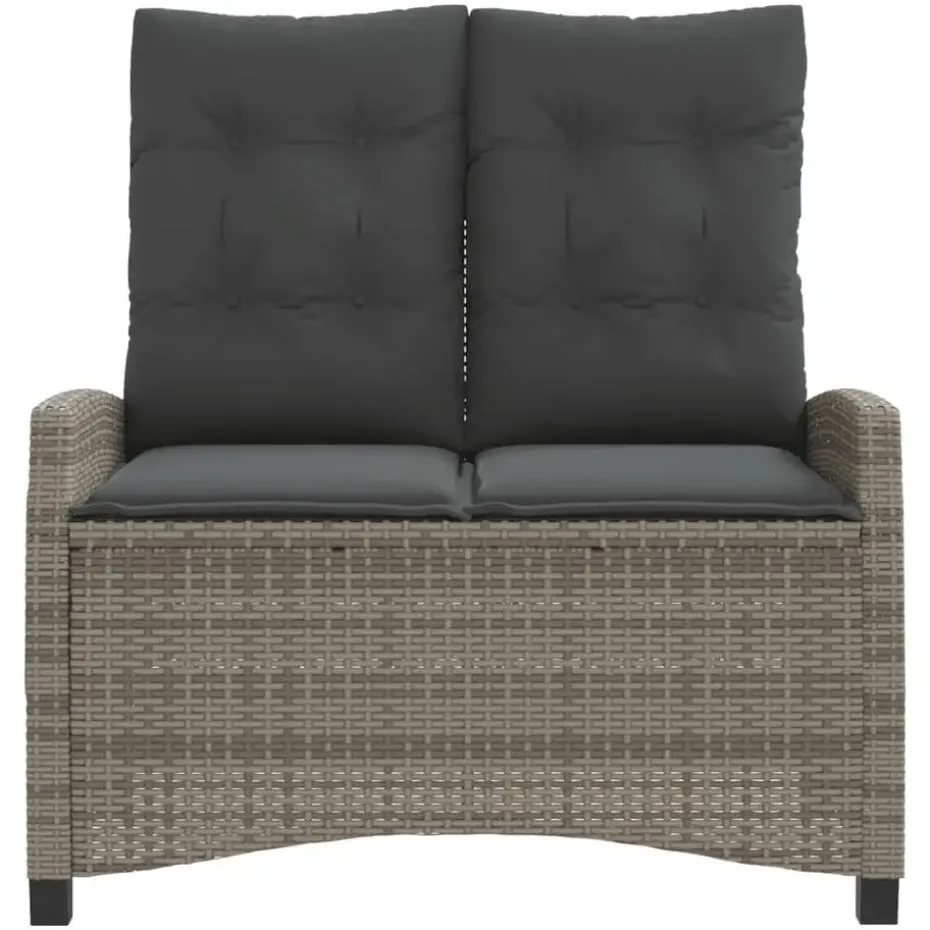 vidaXL - Verstelbare loungebank met kussens - Grijs - Poly rattan - 105x66x93 cm