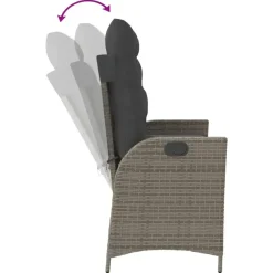 vidaXL - Verstelbare loungebank met kussens - Grijs - Poly rattan - 104x59x93 cm