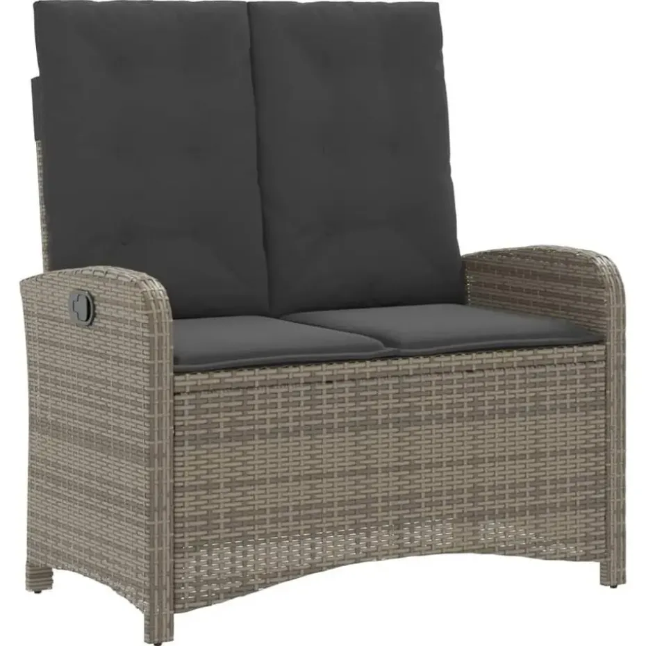 vidaXL - Verstelbare loungebank met kussens - Grijs - Poly rattan - 105x59x93 cm