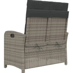 vidaXL - Verstelbare loungebank met kussens - Grijs - Poly rattan - 105x59x93 cm