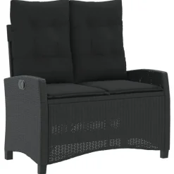 vidaXL - Verstelbare loungebank met kussens - Zwart - Poly rattan - 105x66x93 cm