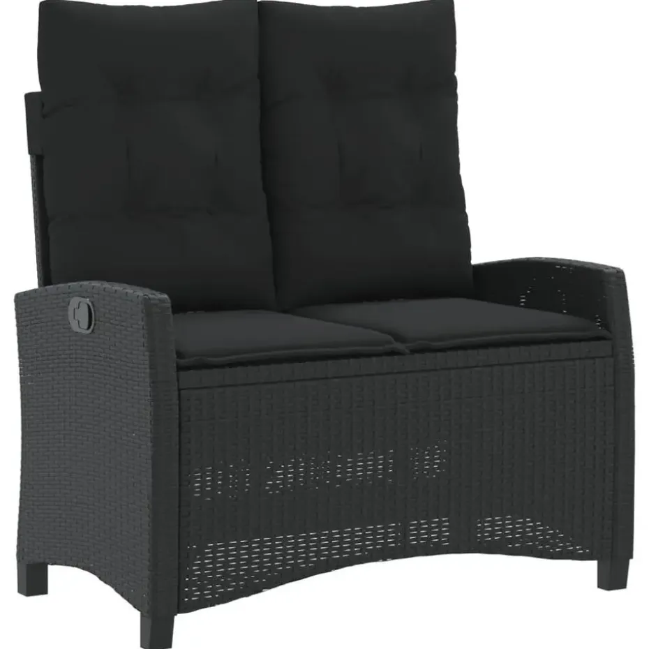 vidaXL - Verstelbare loungebank met kussens - Zwart - Poly rattan - 105x66x93 cm