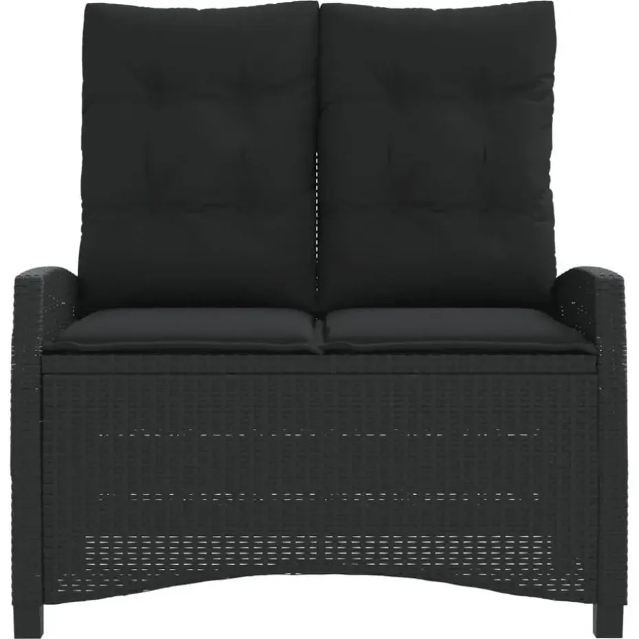 vidaXL - Verstelbare loungebank met kussens - Zwart - Poly rattan - 105x66x93 cm