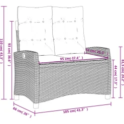 vidaXL - Verstelbare loungebank met kussens - Zwart - Poly rattan - 105x66x93 cm