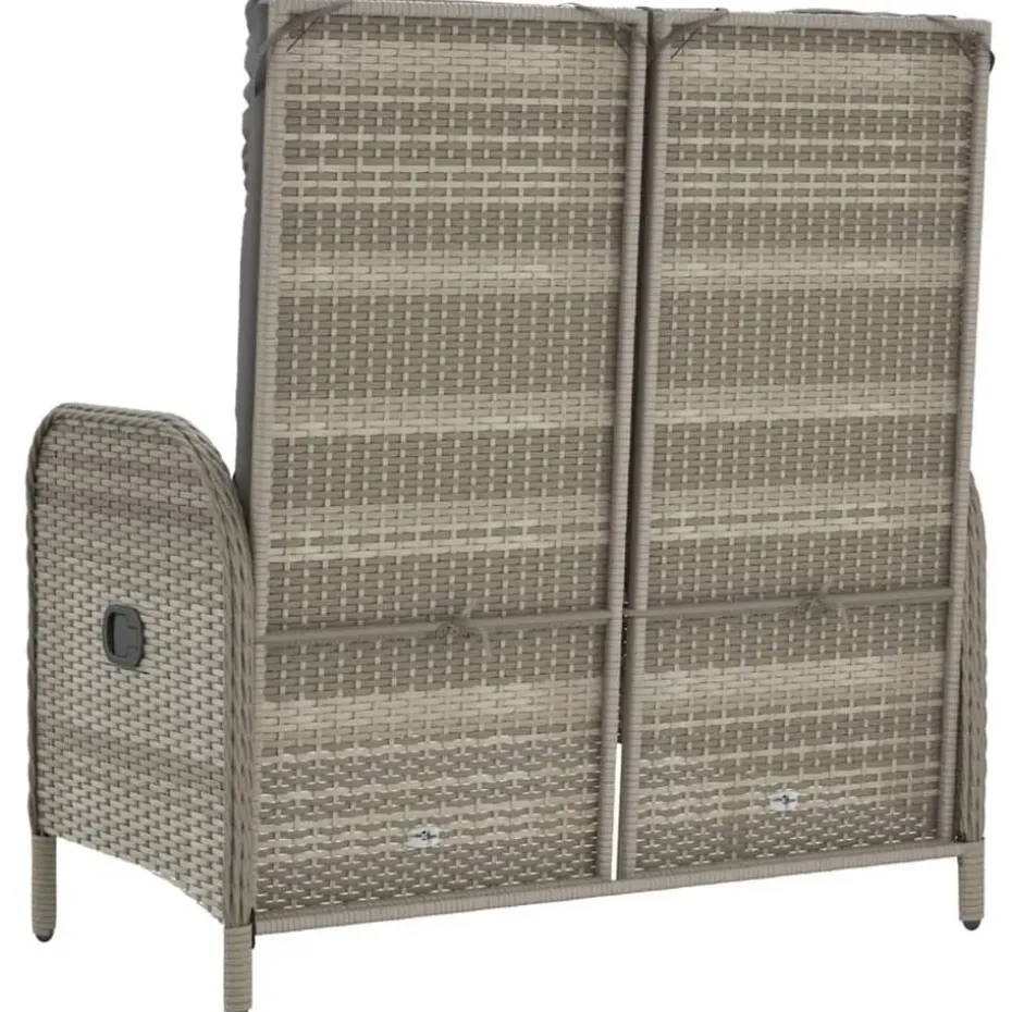vidaXL - Verstelbare tuinbank met kussens 107 cm - Grijs - Poly rattan