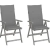 vidaXL - Verstelbare tuinstoelen met kussens - Grijs - Acaciahout - 2 stuks