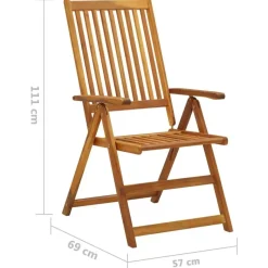 vidaXL - Verstelbare tuinstoelen met kussens - Blauw - Hout - 4 stuks