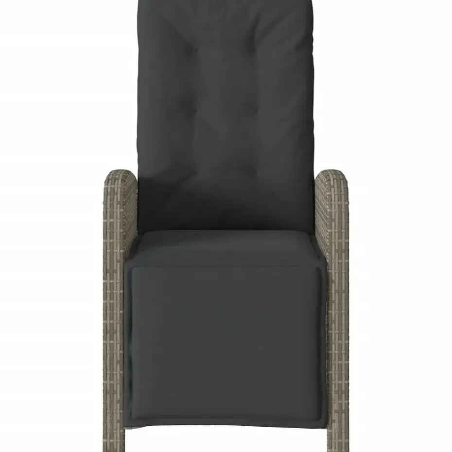 vidaXL - Verstelbare tuinstoelen - Voetensteun - Grijs - Poly rattan - 2 stuks