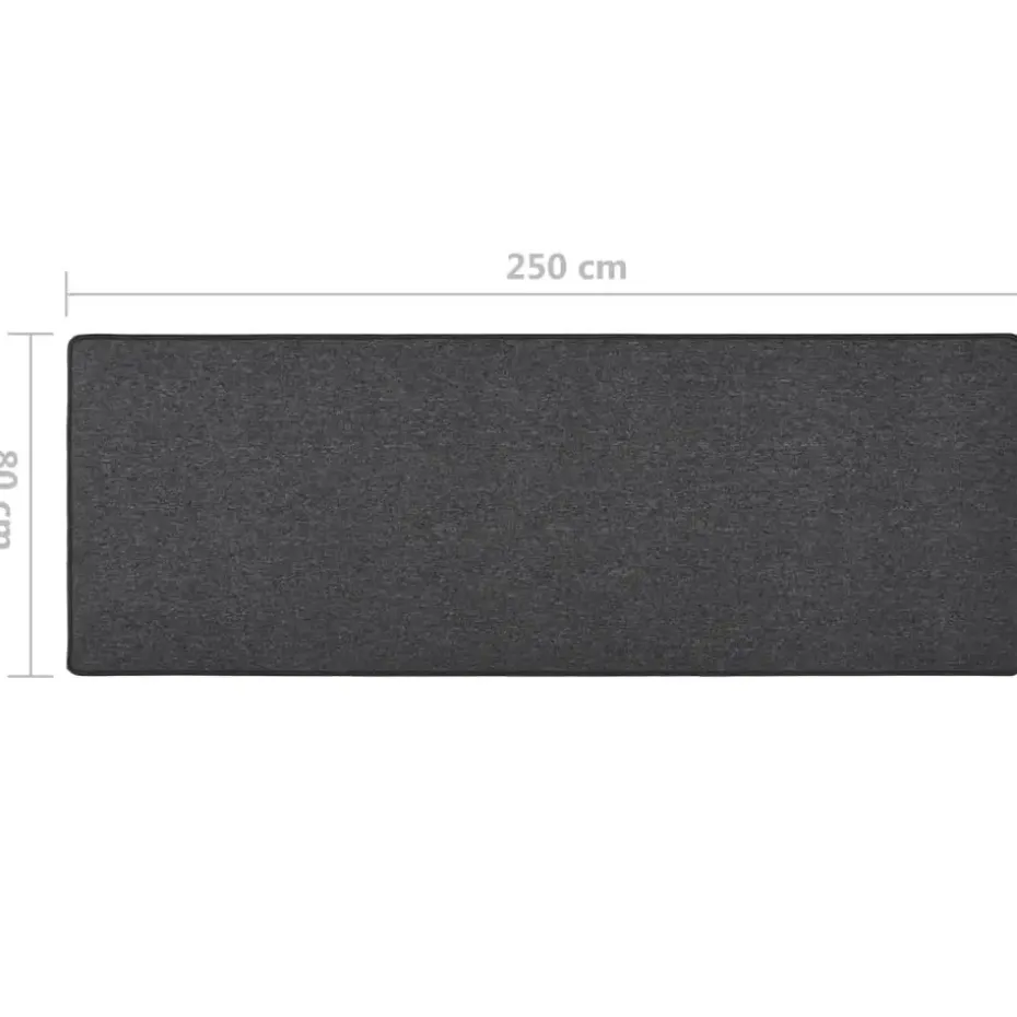vidaXL - Vloerkleed - Antraciet - Polypropyleen - 80 x 250 cm