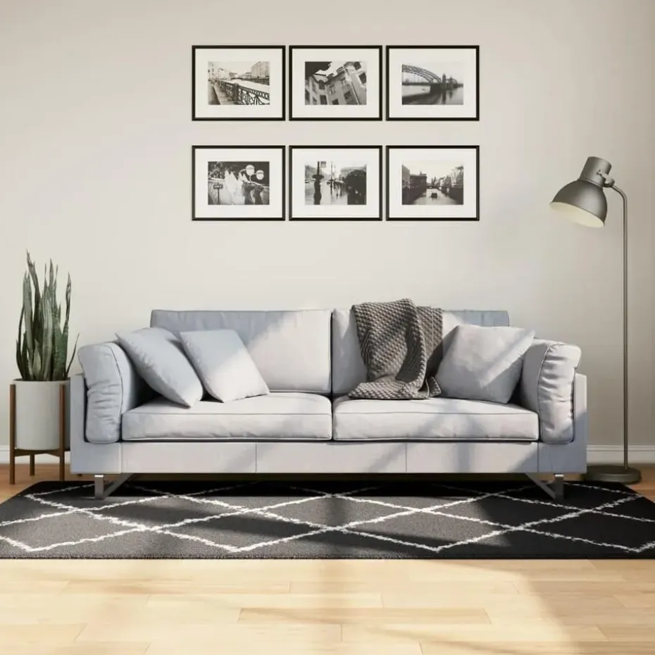 vidaXL - Vloerkleed - Zwart en crème - 100 x 200 cm