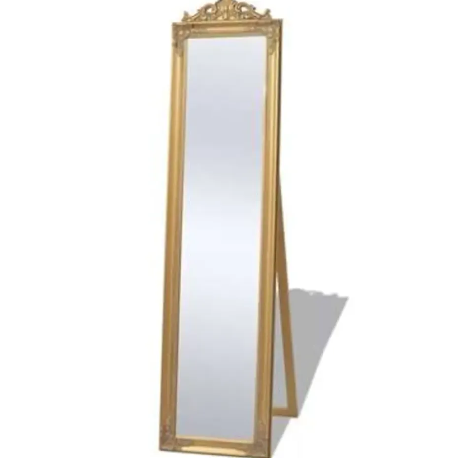 vidaXL - Vrijstaande Spiegel - Goud - Hout - 160 x 40 cm