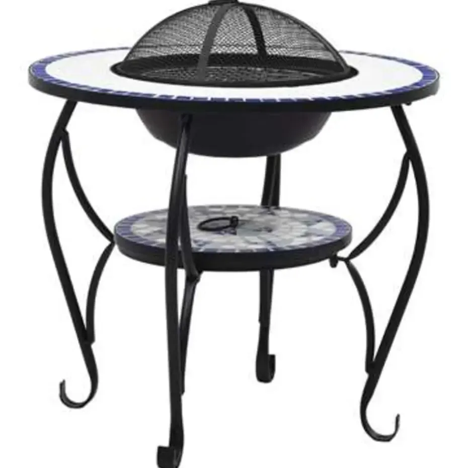 vidaXL - Vuurtafel - Blauw - Keramiek