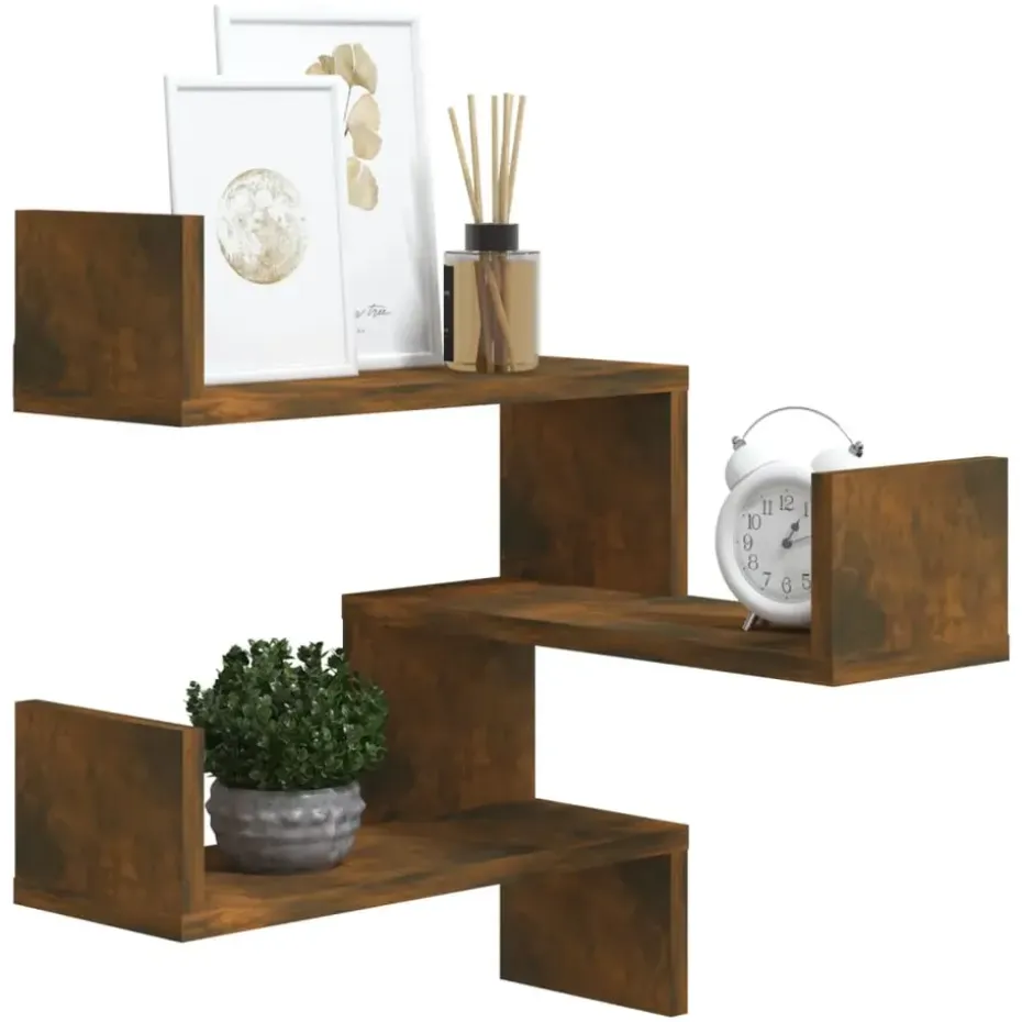 vidaXL - Wandhoekschap - Bruin - Bewerkt hout
