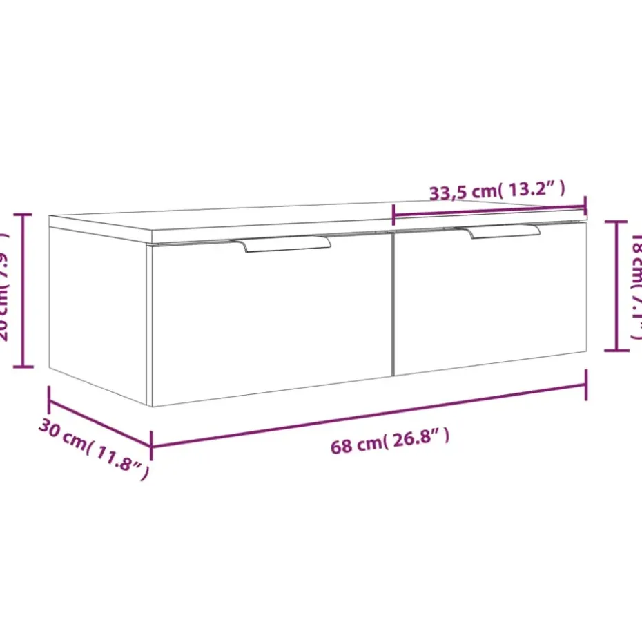vidaXL - Wandkast - Zwart - Bewerkt hout