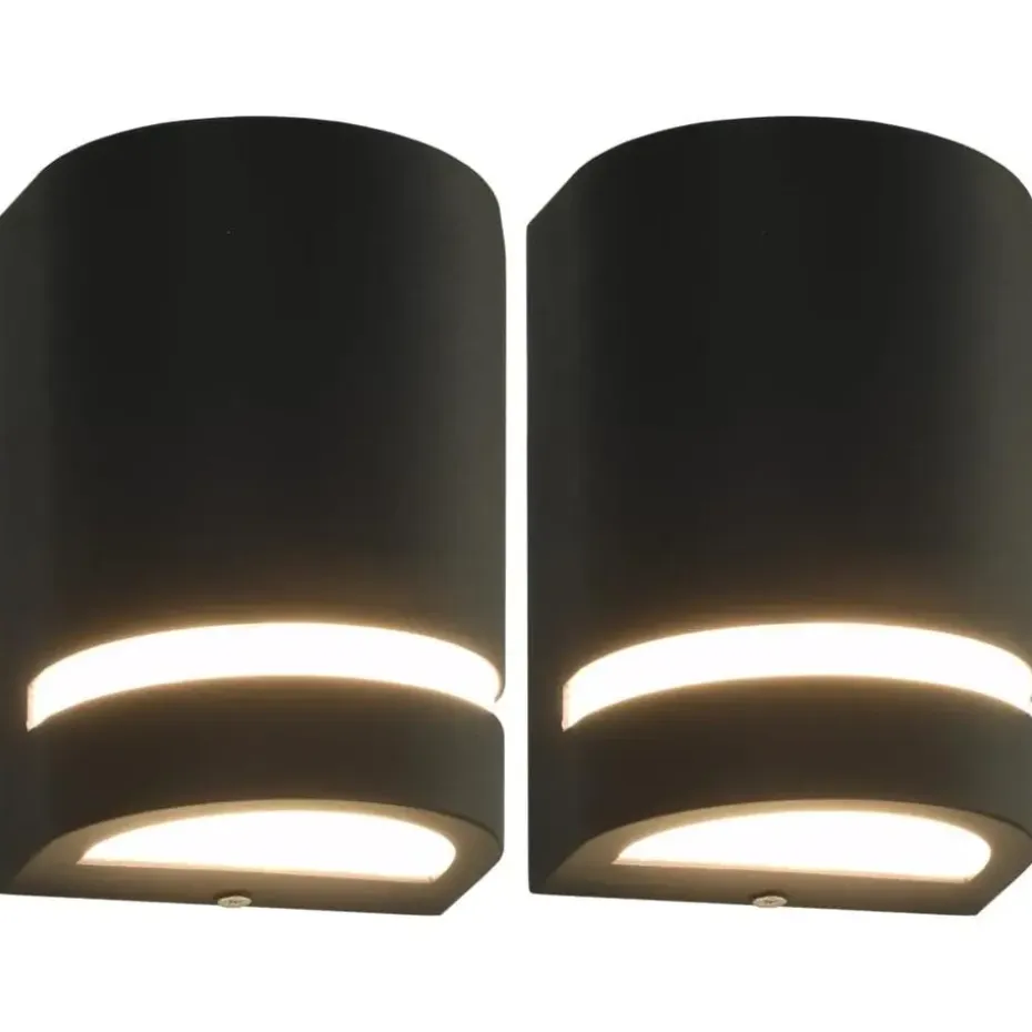 vidaXL - Wandlamp - Zwart - Aluminium - 75 x 95 x 150 mm - 2 stuks