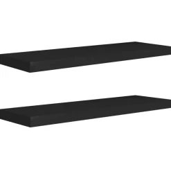 vidaXL - Wandschap - Zwart - MDF - 80 x 23.5 x 3.8 cm - 2 stuks