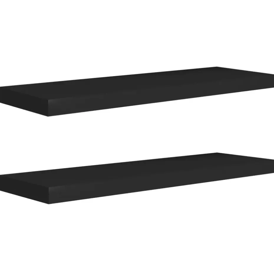 vidaXL - Wandschap - Zwart - MDF - 80 x 23.5 x 3.8 cm - 2 stuks