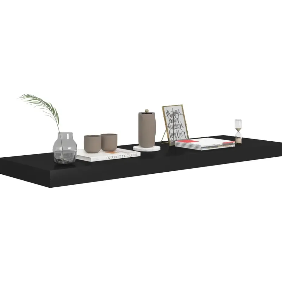 vidaXL - Wandschap - Zwart - MDF - 80 x 23.5 x 3.8 cm - 2 stuks