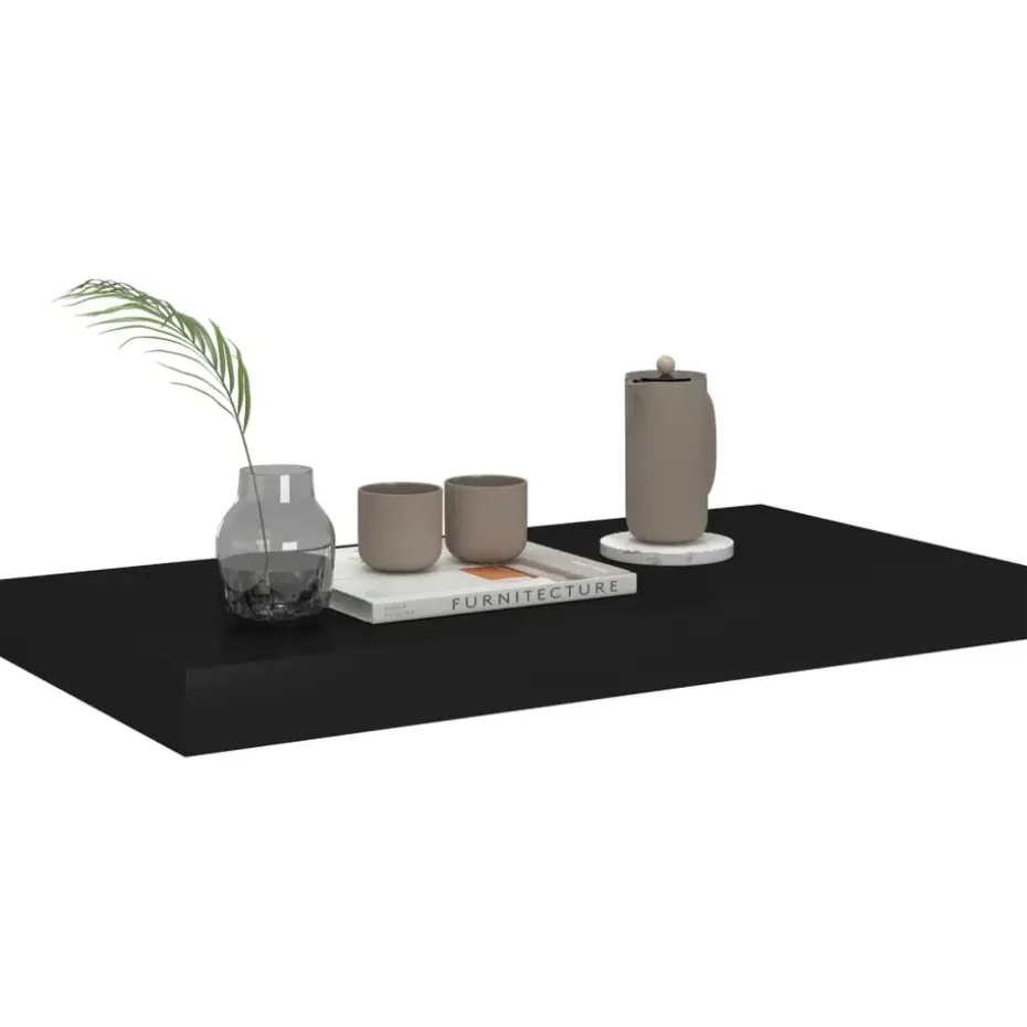vidaXL - Wandschap - Zwart - MDF - 50 x 23 x 3.8 cm - 2 stuks