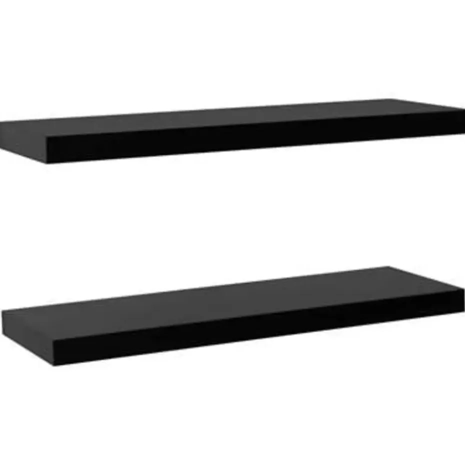 vidaXL - Wandschap - Zwart - MDF - 100 x 20 x 3.8 cm - 2 stuks