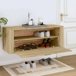 vidaXL - Wandschoenenkast - Bruin - Bewerkt hout