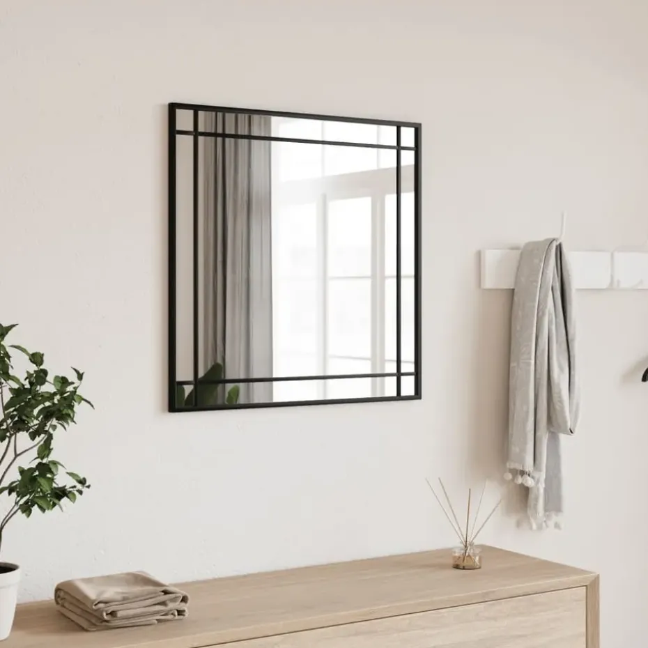 vidaXL - Wandspiegel - Zwart - IJzer - 60 x 60 cm