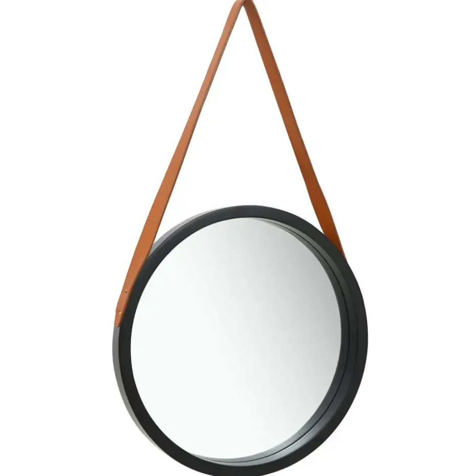vidaXL - Wandspiegel - Zwart - Hout - Ø 50 cm