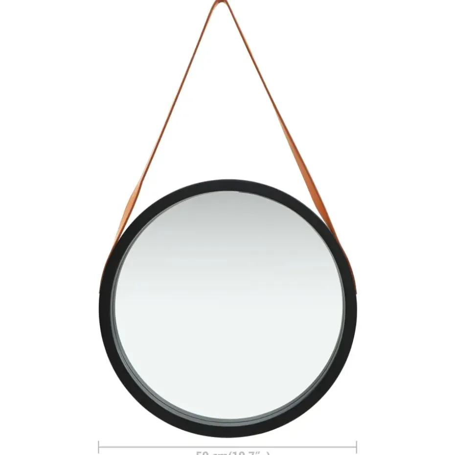 vidaXL - Wandspiegel - Zwart - Hout - Ø 50 cm