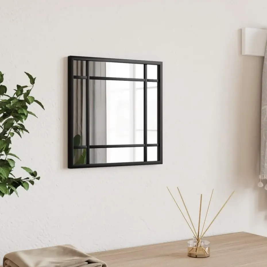 vidaXL - Wandspiegel - Zwart - IJzer - 30 x 30 cm