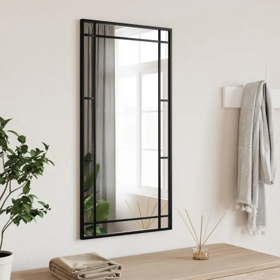 vidaXL - Wandspiegel - Zwart - IJzer - 40 x 80 cm