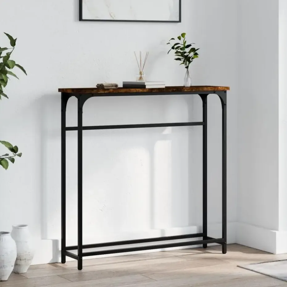 vidaXL - Wandtafel - Gerookt eiken - Bewerkt hout - 75x19.5x75 cm