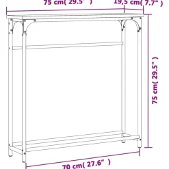 vidaXL - Wandtafel - Gerookt eiken - Bewerkt hout - 75x19.5x75 cm