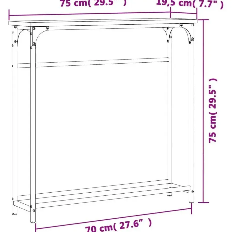 vidaXL - Wandtafel - Sonoma eiken - Bewerkt hout - 75x19.5x75 cm