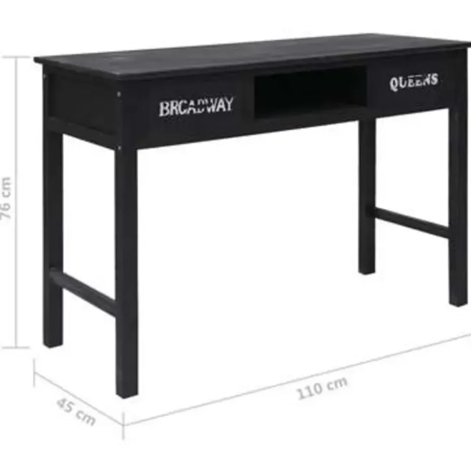 vidaXL - Wandtafel - Zwart - Hout