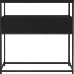 vidaXL - Wandtafel met 2 lades - Zwart - Bewerkt hout en metaal - 75x40x75 cm