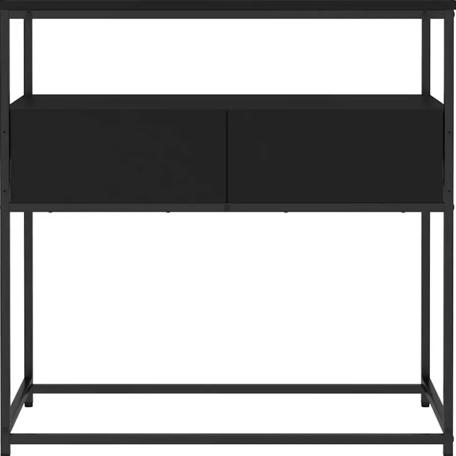 vidaXL - Wandtafel met 2 lades - Zwart - Bewerkt hout en metaal - 75x40x75 cm